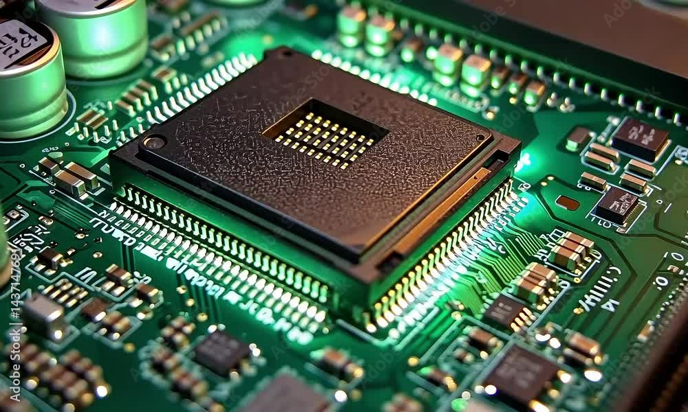 Illuminated Circuit Board with Central Processing Unit Revealing Advanced Technology Illuminated Circuit Board with Central Processing Unit Revealing Advanced Technology