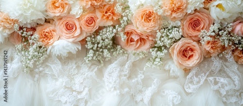Wallpaper Mural Peach Roses and Lace Wedding Decoration Torontodigital.ca