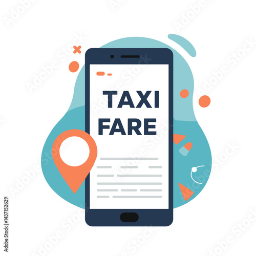 Taxi Fare Display on Smartphone with Colorful Background  