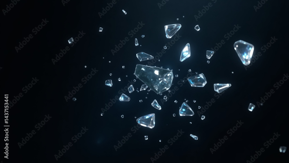 Shattered Glass Abstract in Cool Tones Shattered Glass Abstract in Cool Tones