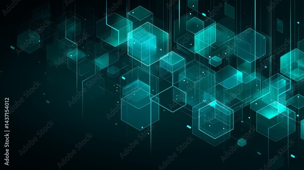 Fototapeta premium Abstract technology background with glowing cubes futuristic digital concept art