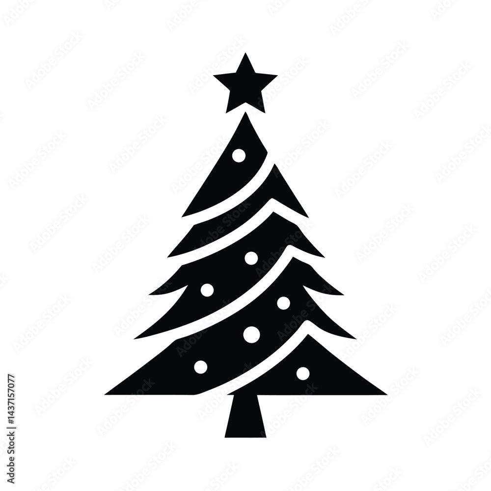 Christmas Tree Stencil Icon Vector Illustration Christmas Tree Stencil Icon Vector Illustration