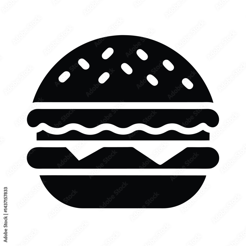 Hamburger Flat Stencil Icon Vector Illustration Hamburger Flat Stencil Icon Vector Illustration