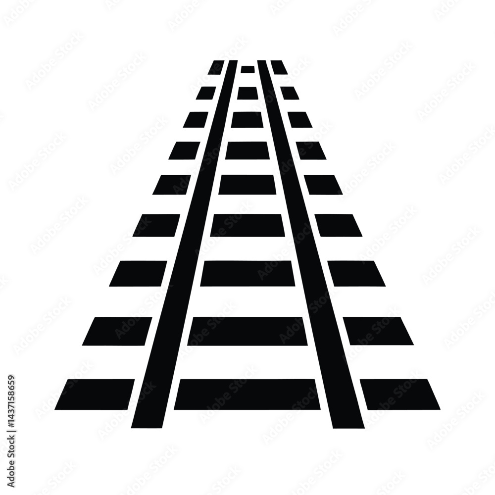 Railroad Tracks Stencil Icon Vector Illustration Railroad Tracks Stencil Icon Vector Illustration