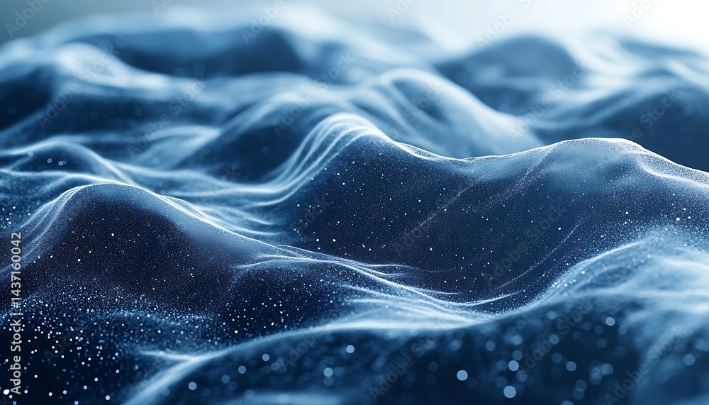 Obraz premium Abstract blue wave texture with glowing particles