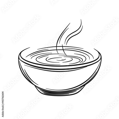 Borscht bowl steaming with hot soup against a white background  