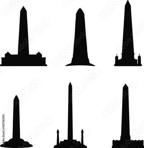 Washington Monument Silhouette, Famous Landmark Vector Art.