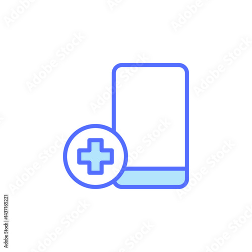 Medical Icon of a Mobile Device and Healthcare Cross Symbol Representing Telemedicine and Digital Health Solutions