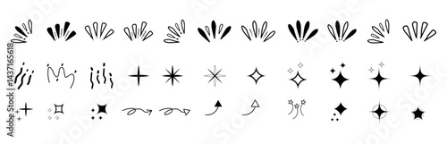 Doodle Sparkle Vector Set | Hand-Drawn Shining Stars, Comic Bursts, Dynamic Light Flashes & Firework Effects