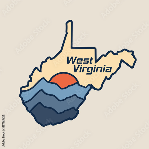 West Virginia Mountain Flat Art Perfect for Print, Apparel, etc