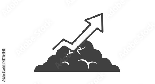 Upward Arrow Breaking Through Clouds for Journey and Growth  