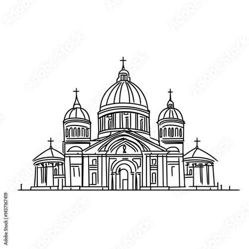 Minimalist line drawing of Saint Isaac's Cathedral  
