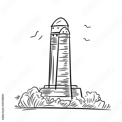 Karnak Temple Icon in Line Art Style  