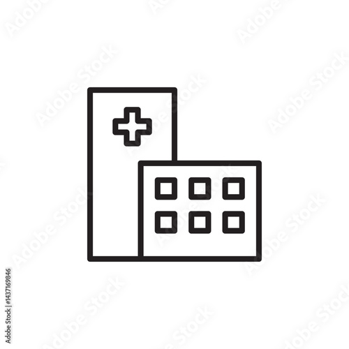 Minimalist Icon Representing Hospital Building and Healthcare Service in a Medical Context
