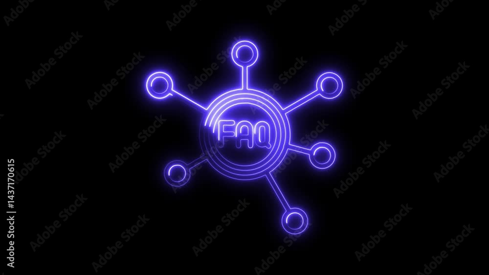 Neon faq icon animation on black background digital support solution frequently asked questions explained Neon faq icon animation on black background digital support solution frequently asked questions explained