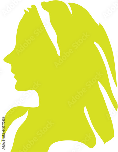 Green Woman Shadow on White Background: Minimalist Art
