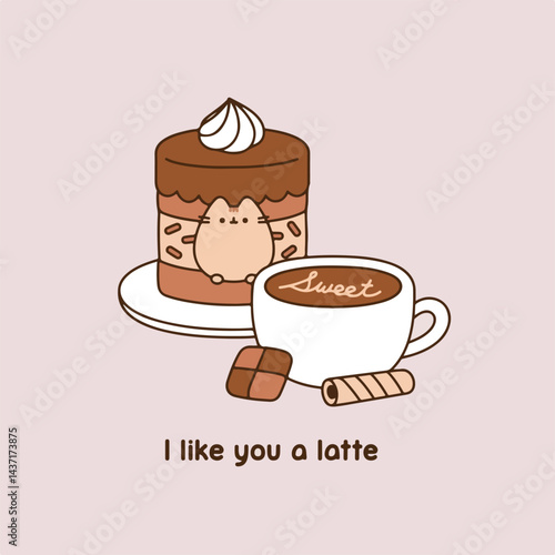 Cake coffee and kitty sweetness