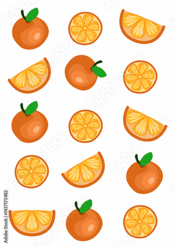 icon set of oranges