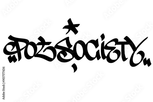 "Pot Society" graffiti tag in bold, street art style. Hand-drawn lettering with a rebellious, urban vibe, perfect for cannabis culture, stoner themes, streetwear designs, and digital art project.