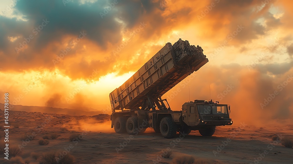 Obraz premium Desert Based Missile System Training Tactical Readiness Photo
