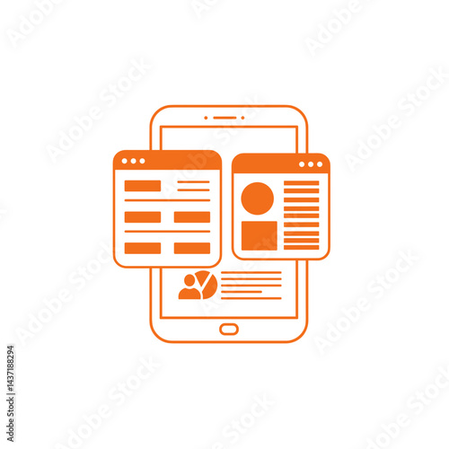 Digital marketing mobile interface with data overview  