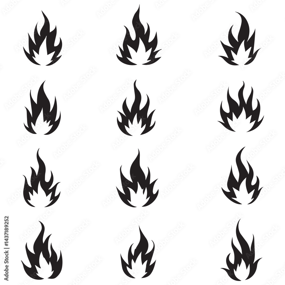 A vector set features laurel wreaths, fiery burn flames, and stark black and white flame icons for diverse design decoration A vector set features laurel wreaths, fiery burn flames, and stark black and white flame icons for diverse design decoration
