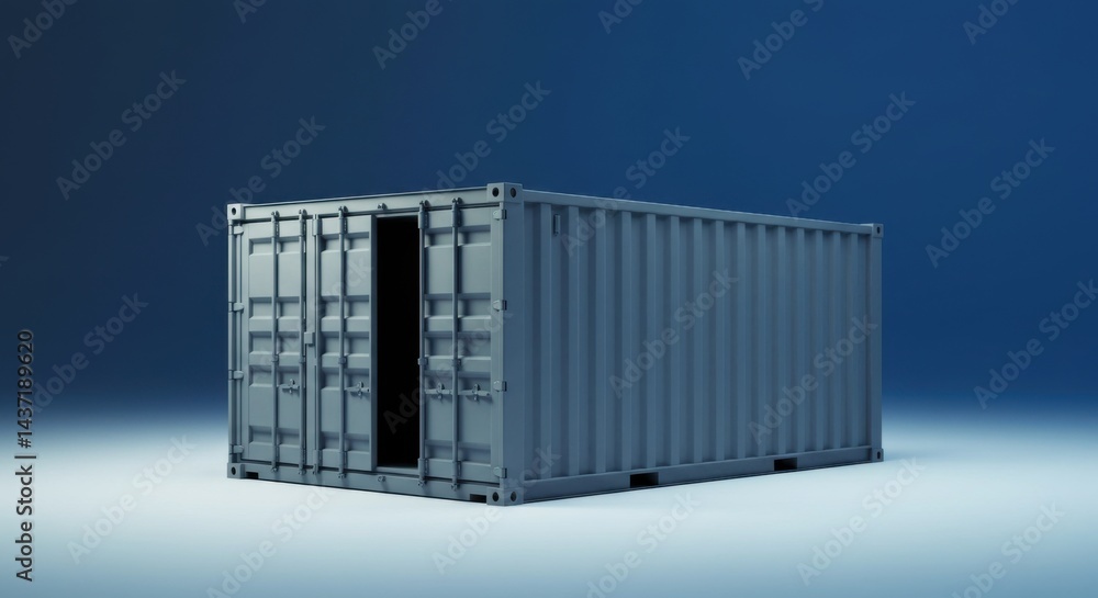 Shipping container isolated on blue background Shipping container isolated on blue background