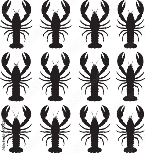 Lobster silhouette vector sticker pack