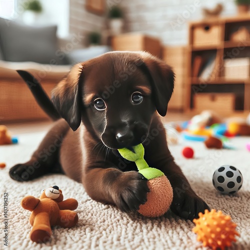 Adorable Chewer tail wagging contentedly