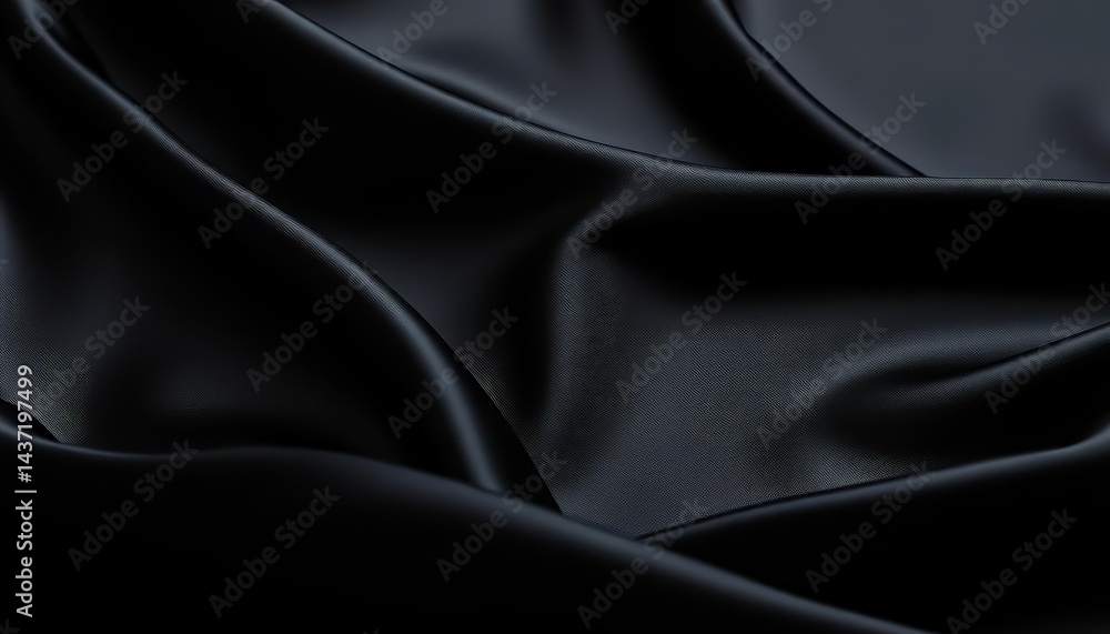 Obraz premium Deep black silk, subtly shimmering, elegant folds , luxury, opulent