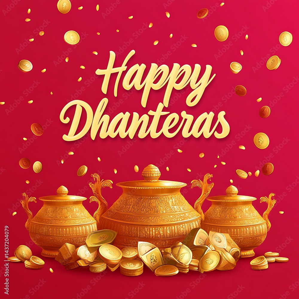 Naklejka premium Happy Dhanteras poster greeting cad background