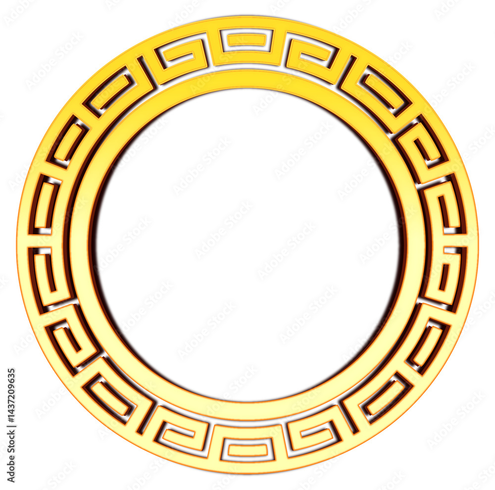 Golden traditional korean circle frame 3d Golden traditional korean circle frame 3d