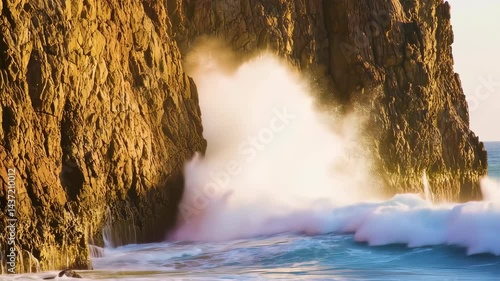 water breaks on the rocks scenery