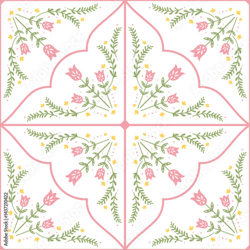 Series of beautiful cottagecore tiles seamless pattern with floral flower motifs for background wallpaper print wrapping paper fabric textile