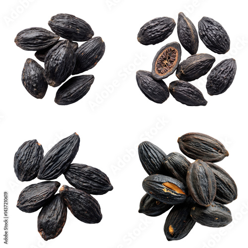 Dried Tonka Beans - Almond Shape, Black, Isolated
