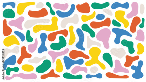 Abstract fluid blobs with colorful shapes, ideal for modern backgrounds and versatile decor. High quality vector set for creative projects.