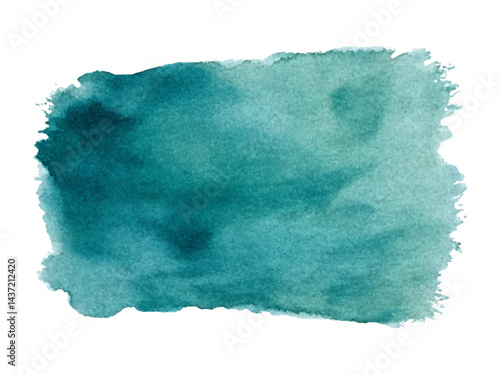Watercolor painting of a teal rectangle with beautiful textures and varying shades of teal.