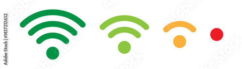 Set of vector Wi-Fi icon for communication, telecommunication. Communication wireless signal level wifi. Clipart illustration. Mobile bar status.