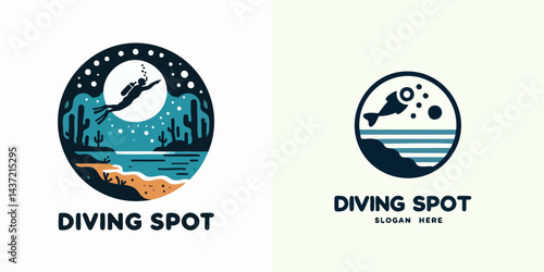 diving spot logo design inspiration
