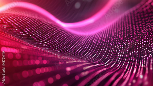 Neon Data Stream: Abstract Flow of Light Particles in Motion created with Generative AI Technology