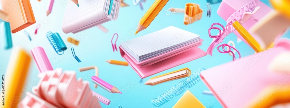 Surreal explosion of school supplies creates a vibrant, imaginative world Generative AI Surreal explosion of school supplies creates a vibrant, imaginative world Generative AI