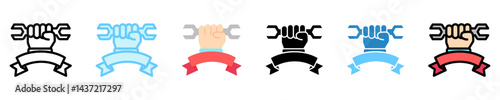 Banner multi style, mini illustration icon. use for modern concept, print, UI, UX kit, web and app development. Vector EPS 10, related to labor day, industry, worker.