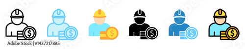 Salary multi style, mini illustration icon. use for modern concept, print, UI, UX kit, web and app development. Vector EPS 10, related to labor day, industry, worker.