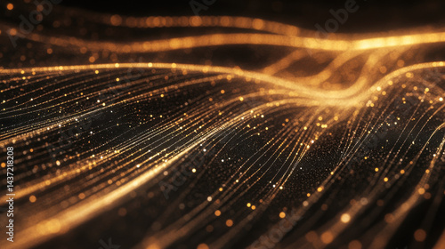 Neon Data Stream: Abstract Flow of Light Particles in Motion created with Generative AI Technology