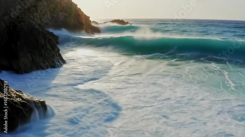 waves on the beach in the morning