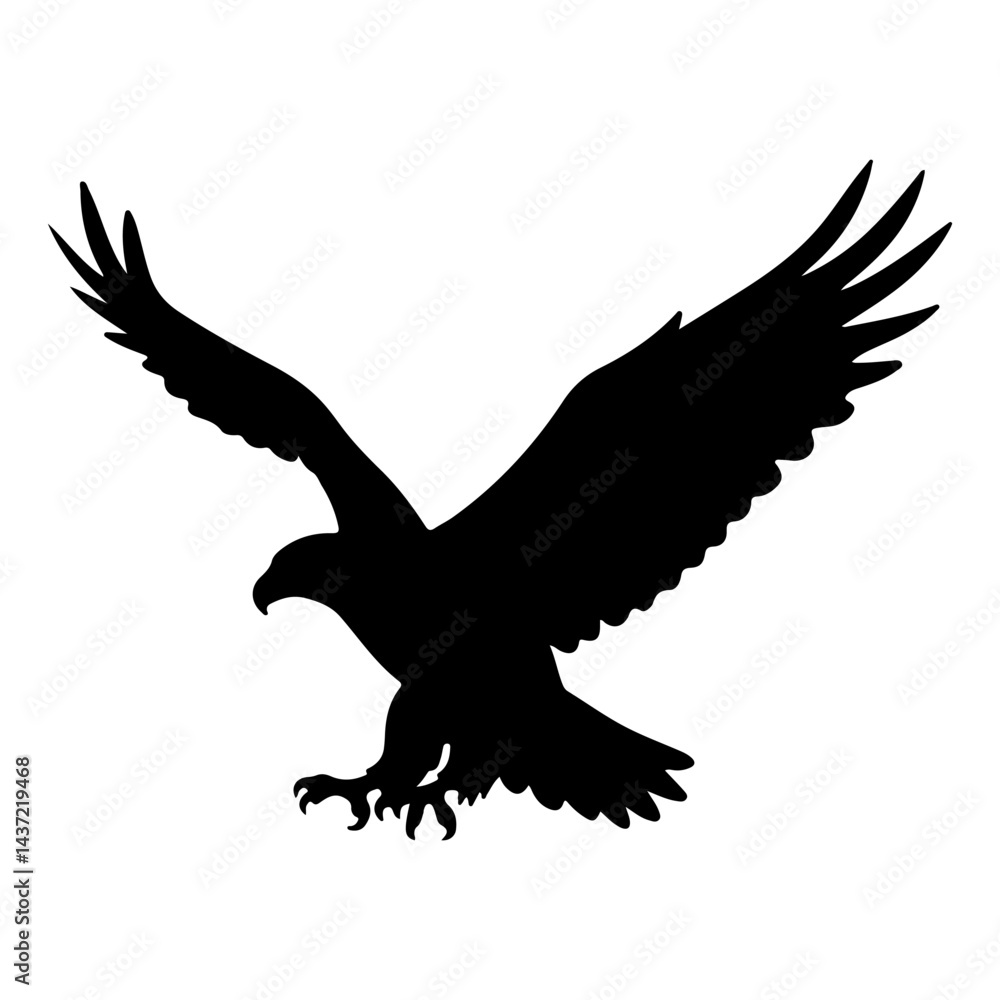 Obraz premium Bald eagle silhouette icon vector flat design on white background.