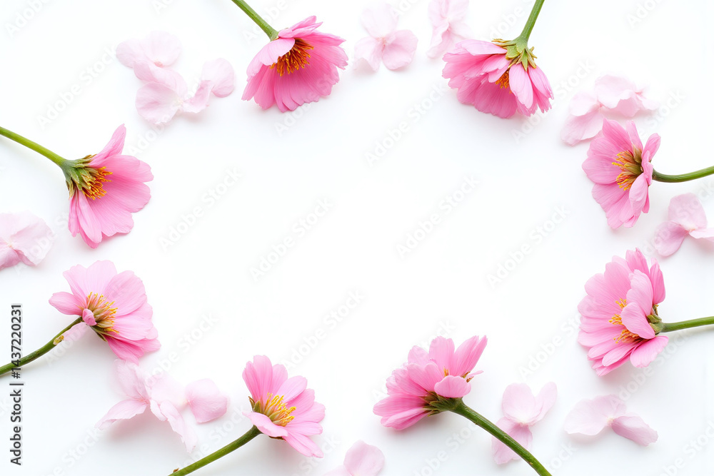 pink flowers on a white background pink flowers on a white background