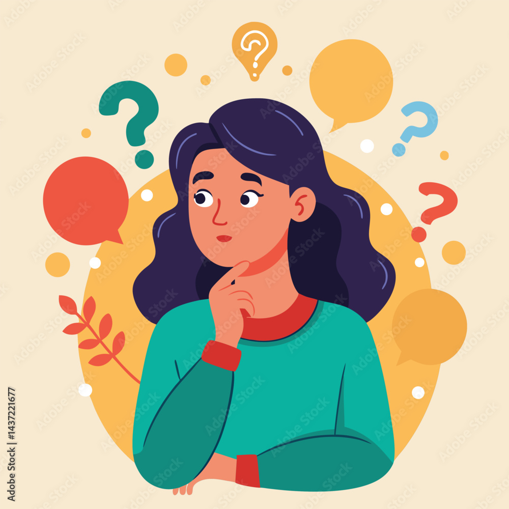 woman thinking vector woman thinking vector