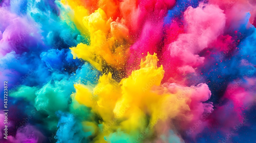 Exploding Colorful Powder Creates Vibrant Cloud Abstract Art Background Exploding Colorful Powder Creates Vibrant Cloud Abstract Art Background