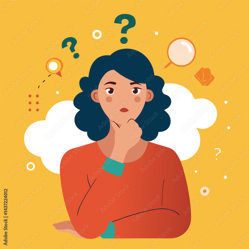 woman thinking vector woman thinking vector